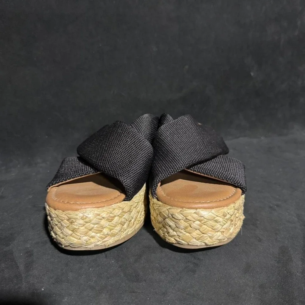 Black Espadrille Wedge Sandals‎ (Women's 8.5)